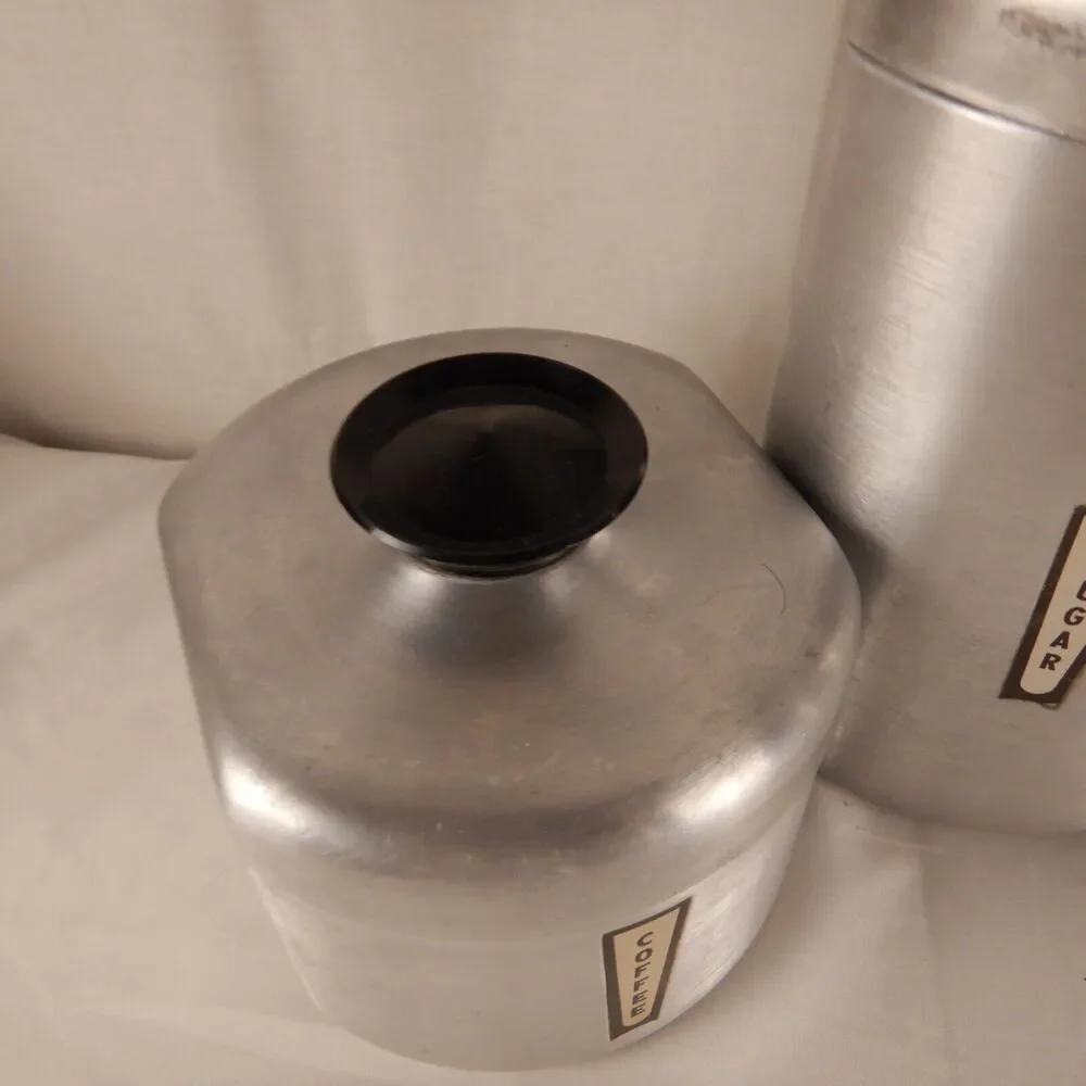 Kromex Aluminum Canisters Set of 4 Coffee Tea Sugar Flour MCM Retro